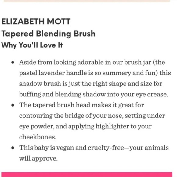 NWT Elizabeth Mott Lavender Taper Makeup Blending Brush - Picture 3 of 6